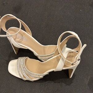 Charles David White and Silver Strappy Heels